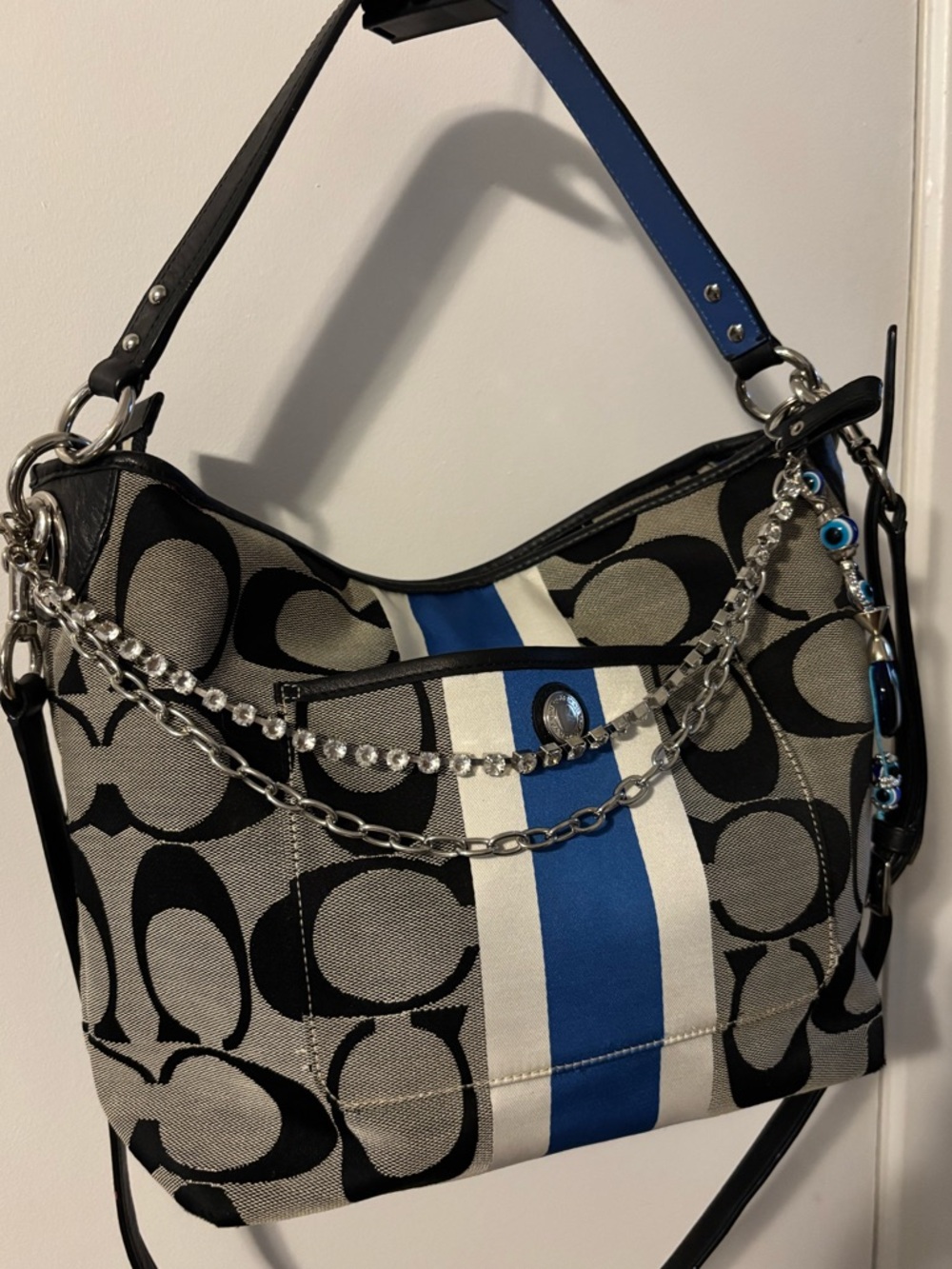 Coach Black and Blue Heritage Shoulder Bag